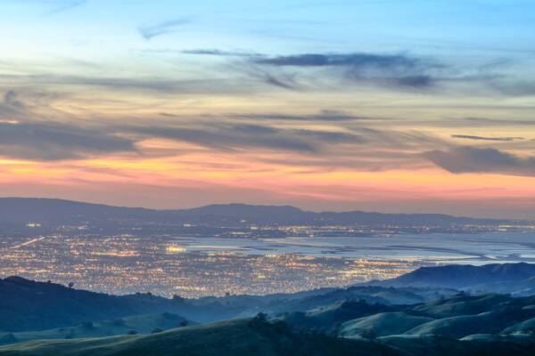 The coastline near Milpitas, California on a foggy morning.